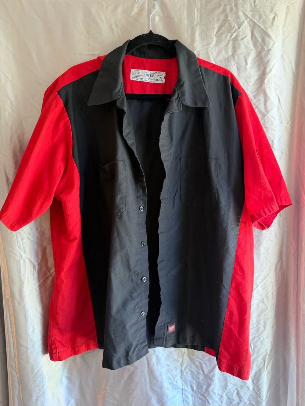Red Kap Men's Short-Sleeve Black & Red Button-Up Shirt Size XXL